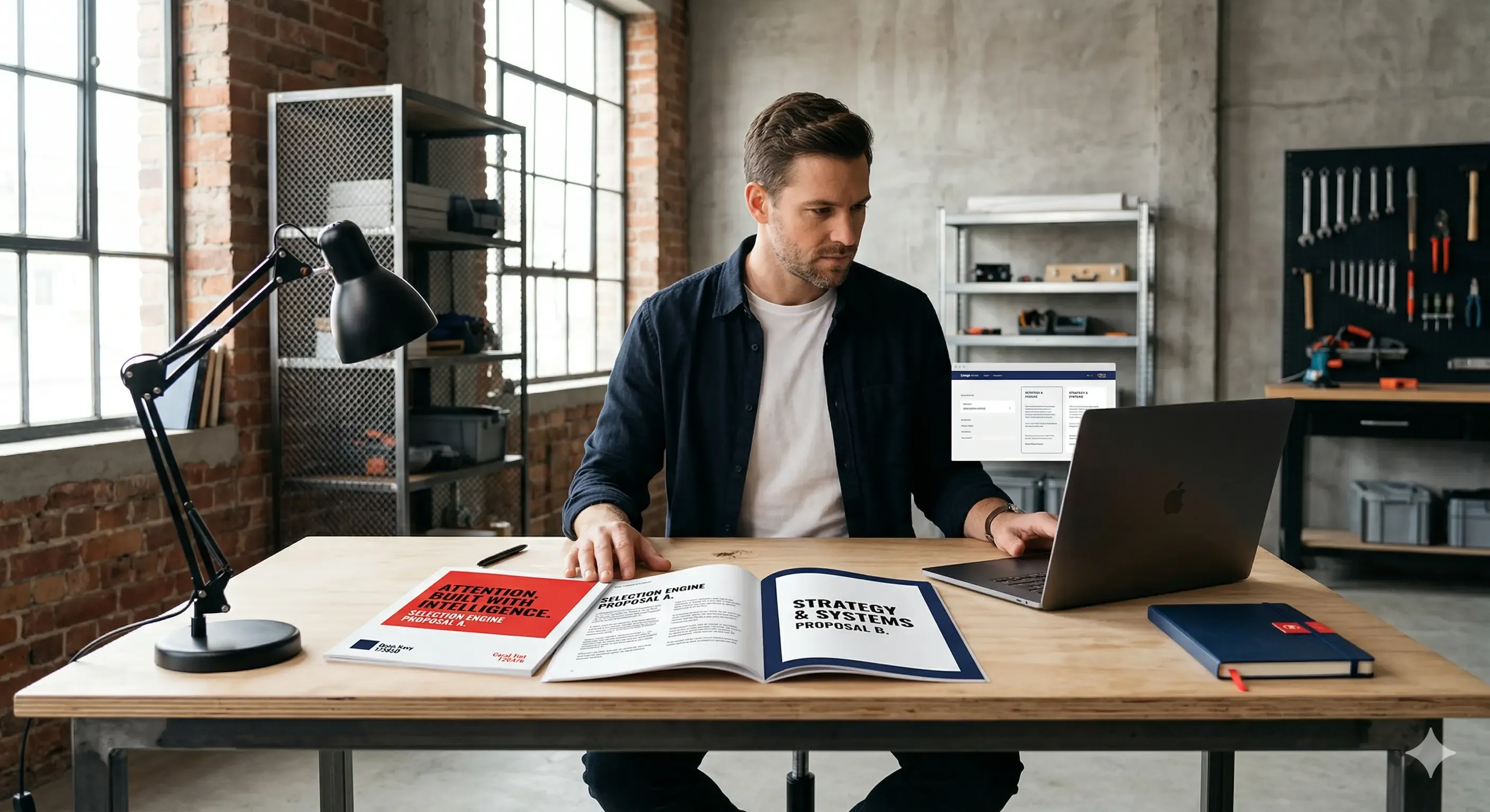 Business owner reviewing and comparing SEO agency proposals on a laptop