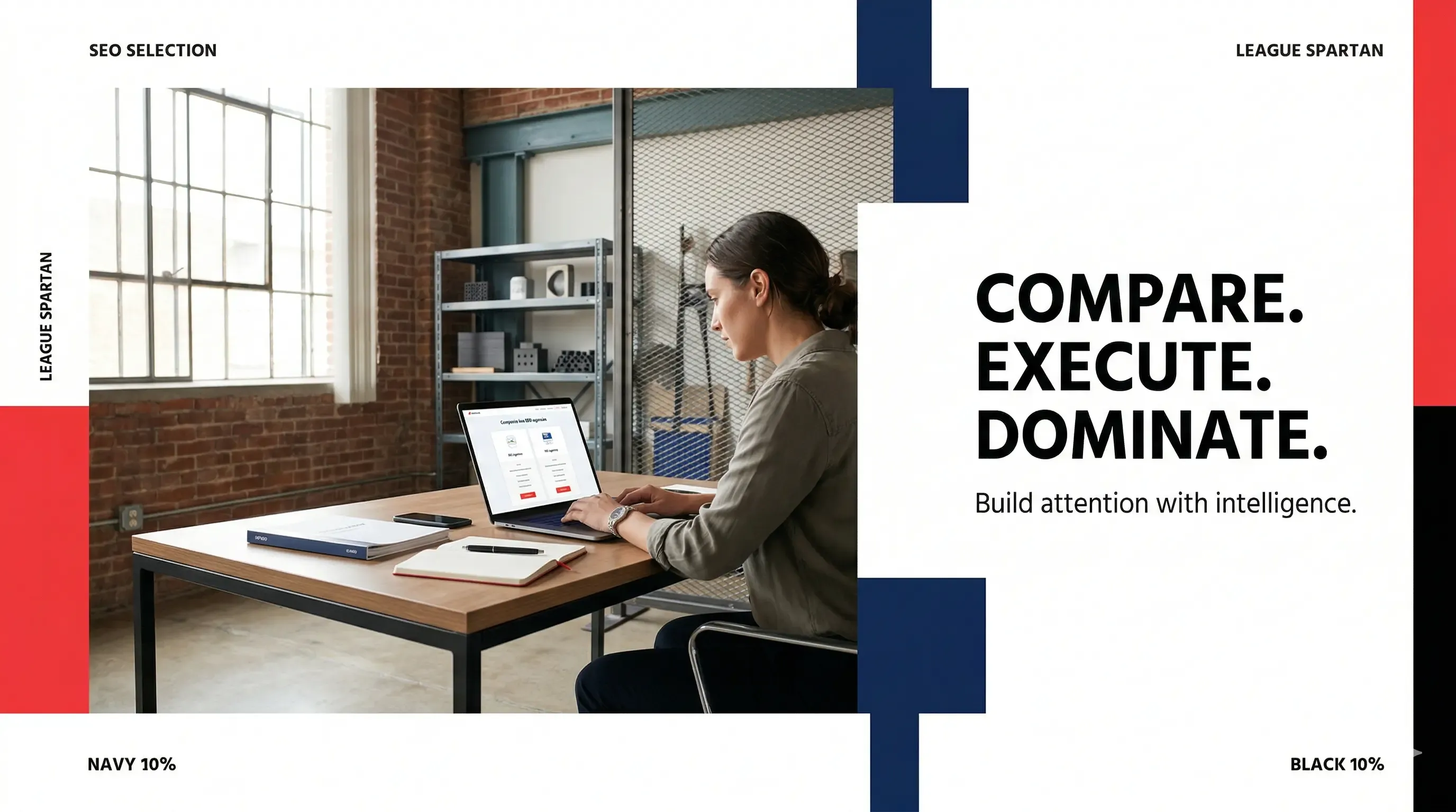 A small business owner comparing two SEO firms on a laptop screen