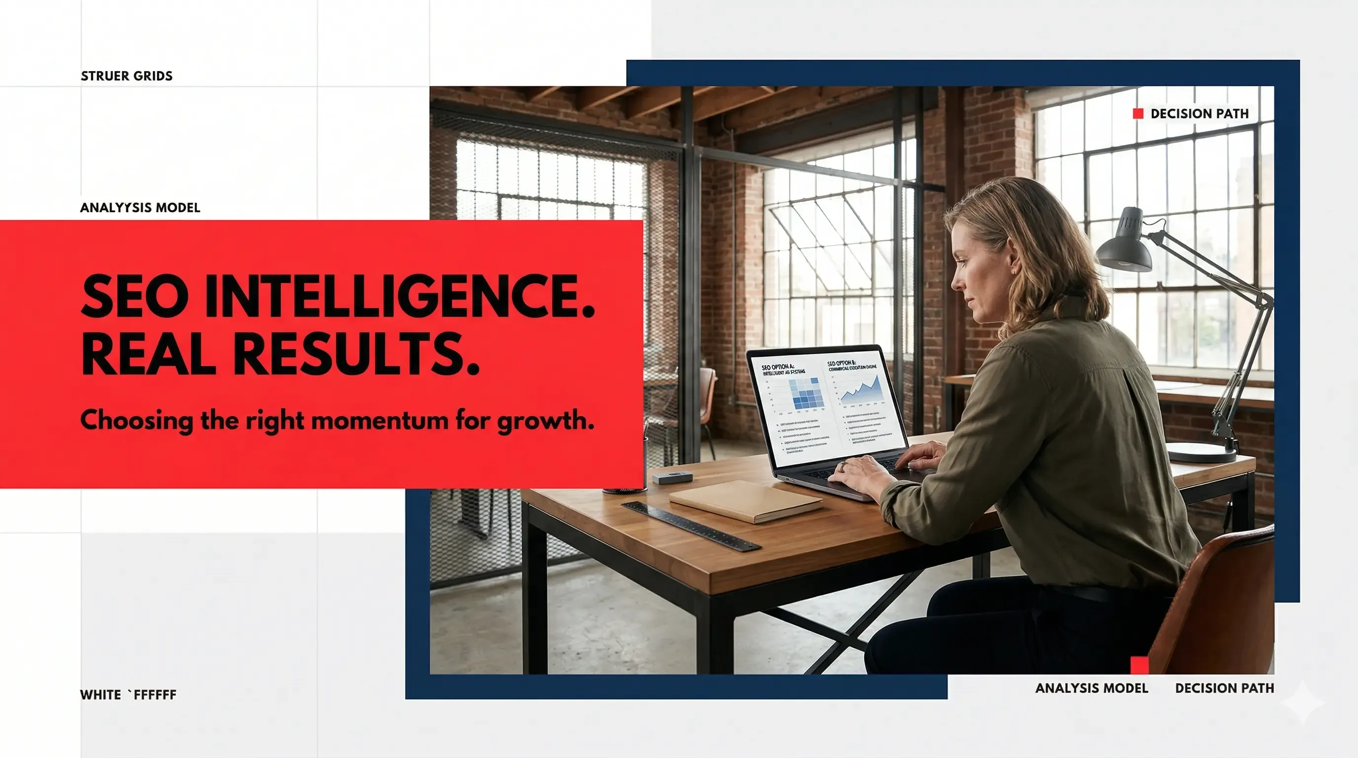 A small business owner comparing two SEO services on a laptop screen